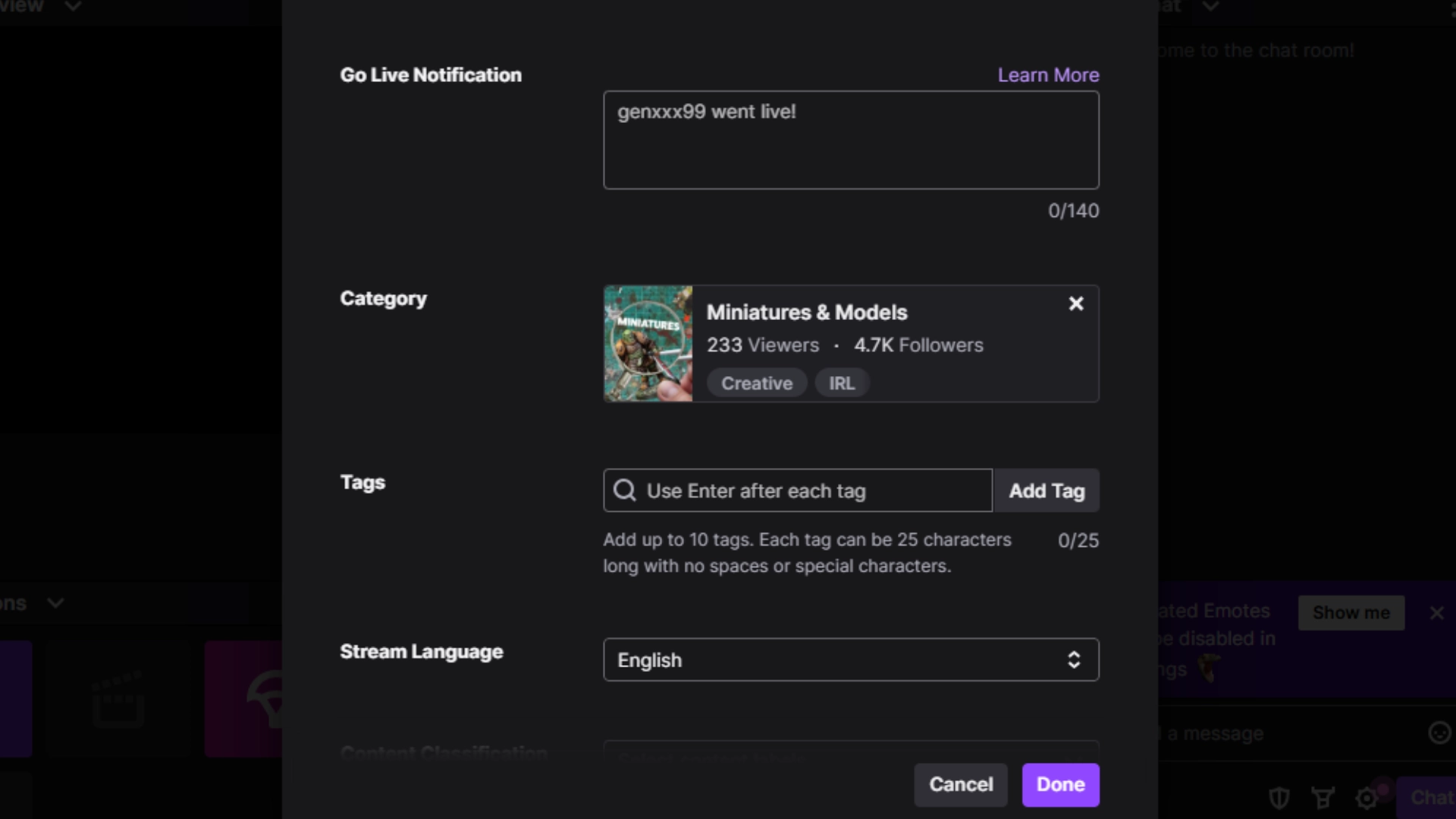 How To Change The Game Category Before Streaming Live