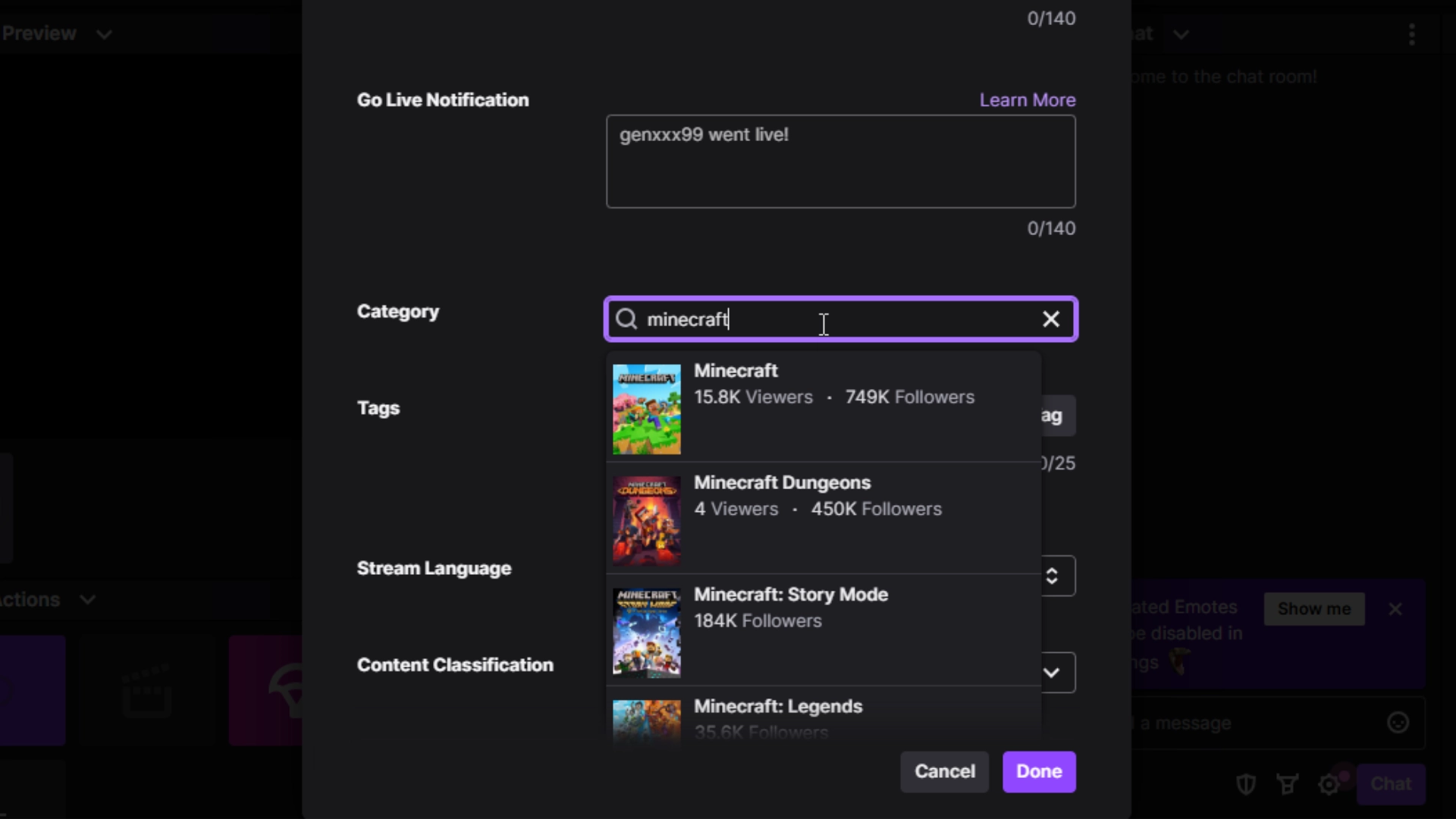 How to Change the Game Category on Twitch Desktop